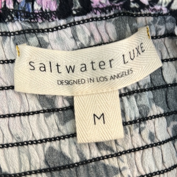 Saltwater Luxe Lenny Multi Floral Oasis Puff Sleeve Off Shoulder Crop Top - M - Picture 13 of 16